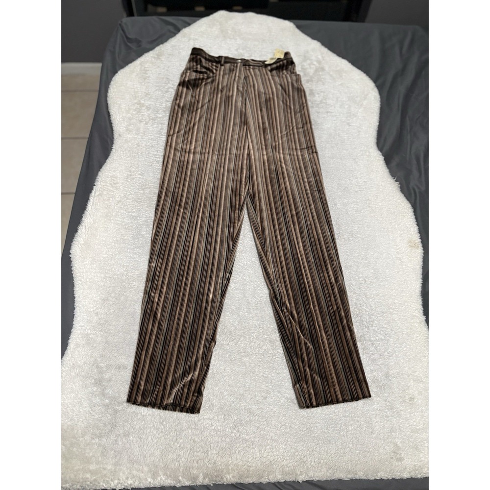 VTG 90s Express Striped Dress Pants Medium High Rise Earth Tone Officecore USA